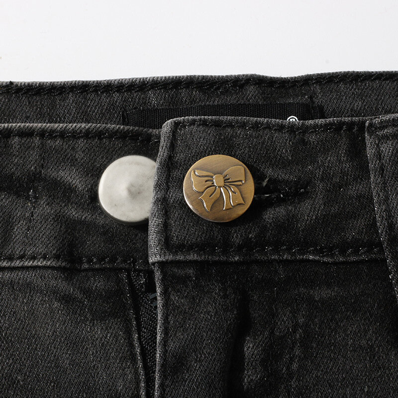 Ropa con lazo para aumentar la cintura, botones de hebilla retráctiles, botón extendido para Jeans, letras y estrellas, nuevo, 1 unidad