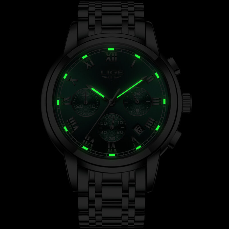 Orologi al quarzo da uomo di marca superiore LIGE Business luminoso orologio impermeabile orologi da polso in acciaio inossidabile per uomo Relogio Masculino