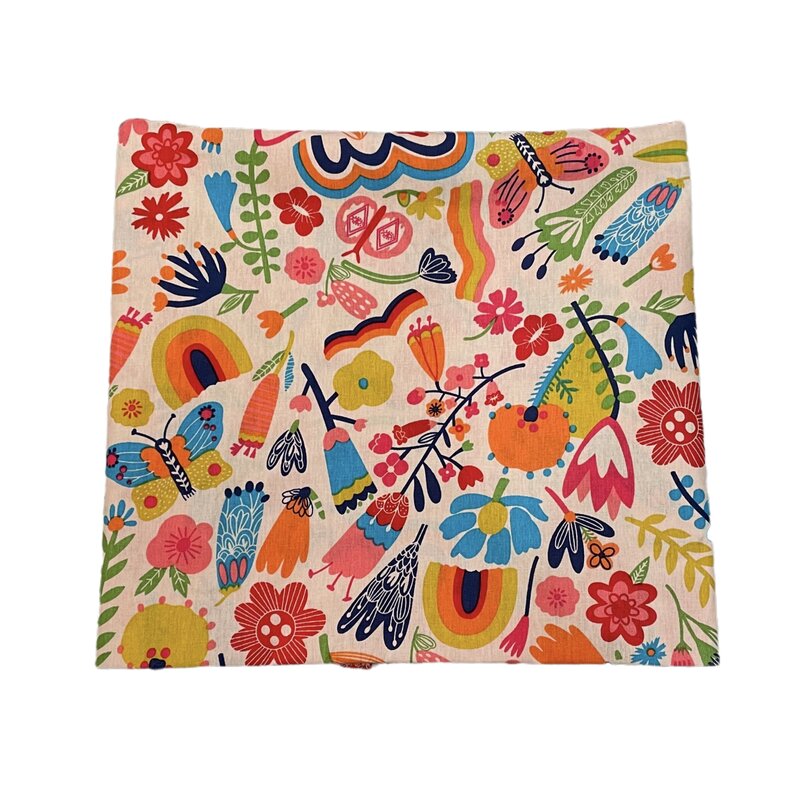 Tela con estampado de flores de arcoíris, 145 algodón, se utiliza para coser a mano, retales, vestidos y faldas de niños DlY, 50 x 100% cm
