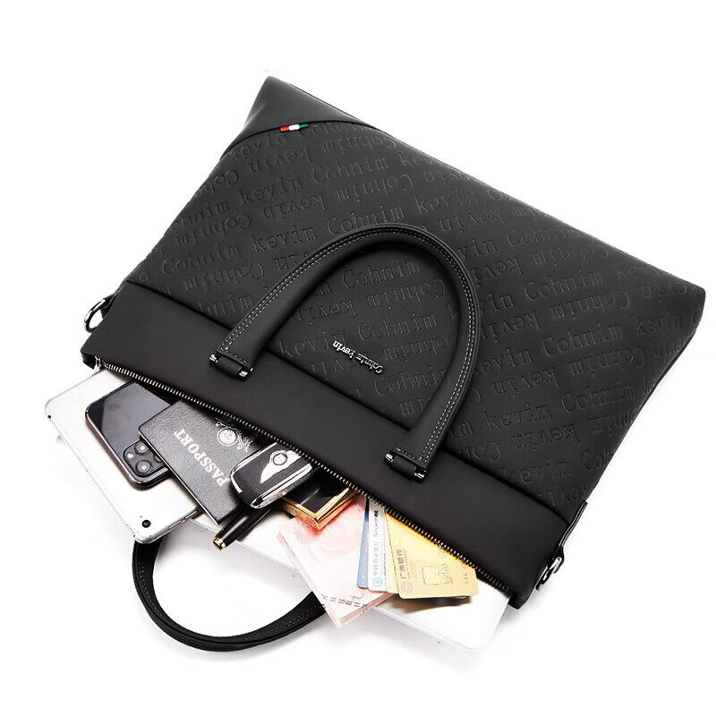 Valigetta da uomo in vera pelle di vacchetta di stile di lusso di grande capacità portatile da lavoro con una spalla obliqua borsa a tracolla File per Computer