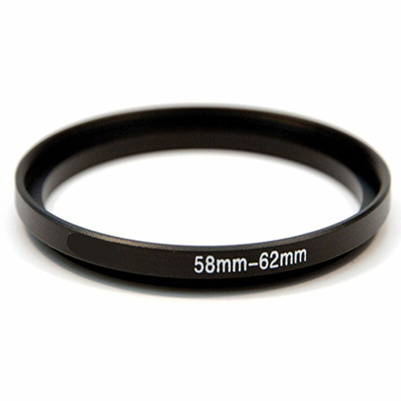 Alumínio preto Step Up Filter Ring, adaptador para Canon, Nikon, Sony, câmera DSLR, 58mm-62mm, 58-62mm, 58 a 62mm