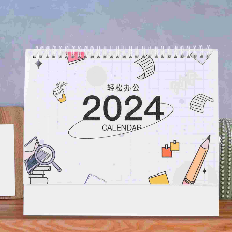 Traditional Chinese Office Tabletop Standing Calendar Planner Desktop Decor Business Office Work Clock In Plan Calendar