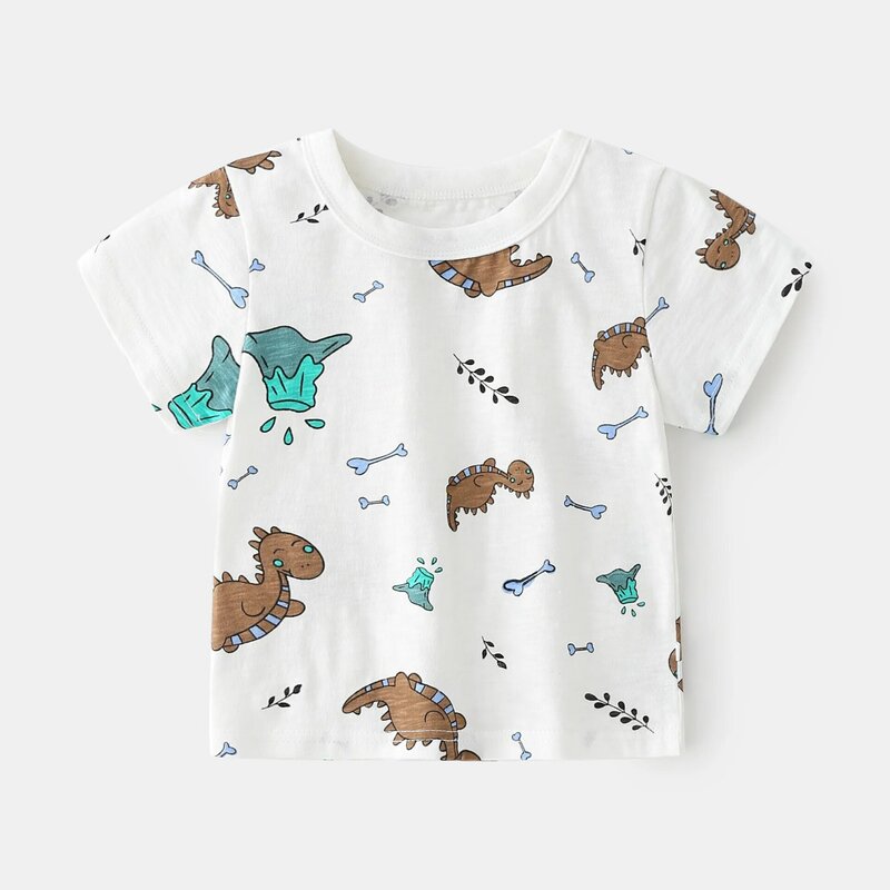 Camisetas de mezcla de algodón para niños pequeños, camisetas de dinosaurios, ropa de verano para niños