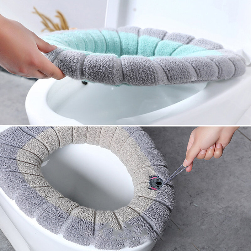 Caldo coprisedile per wc tappetino per wc da bagno cuscino con manico più spesso morbido lavabile Closestool accessori per scaldavivande