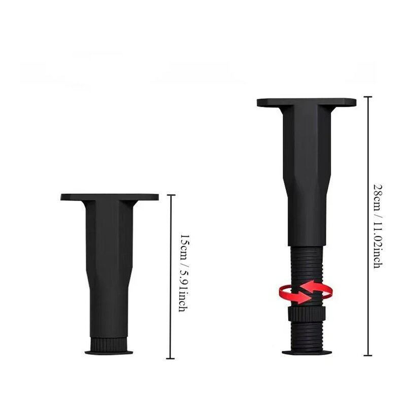 2 pezzi gamba di supporto centrale nera gamba di supporto a doghe in plastica regolabile in altezza con viti gambe di ricambio per letto per impieghi gravosi mobili