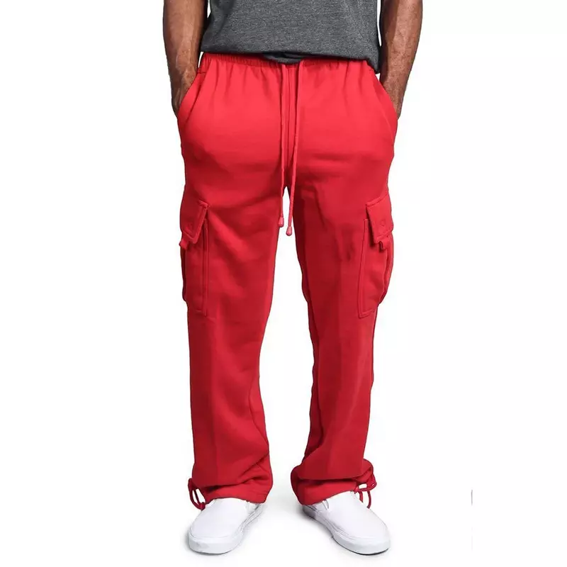 Luźny, prosty kombinezon męski typu All-In-One z wieloma kieszeniami i solidny kolor spodnie
