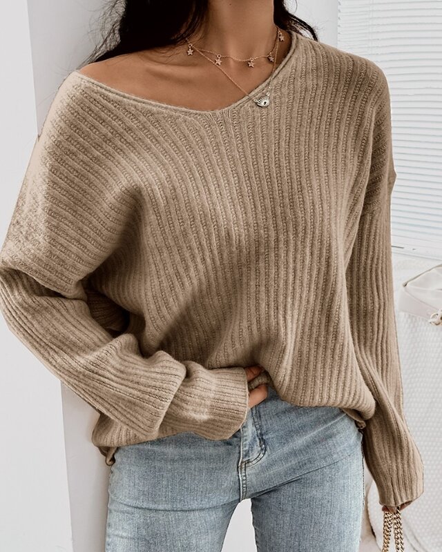 Women Casual Clothing New Autumn Women's Fashion Pullovers Temperament Commuting Female V-Neck Long Sleeve Knit Sweater