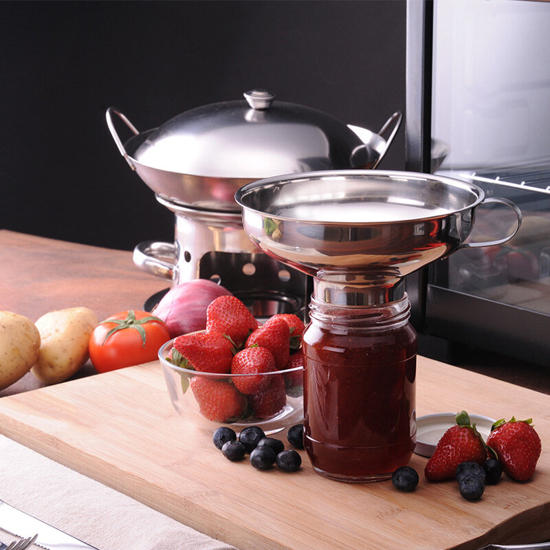Aço inoxidável boca larga funil, Multi-função Jam Salad Dressing Funil Latas, Despeje óleo e vinho, acessórios de cozinha