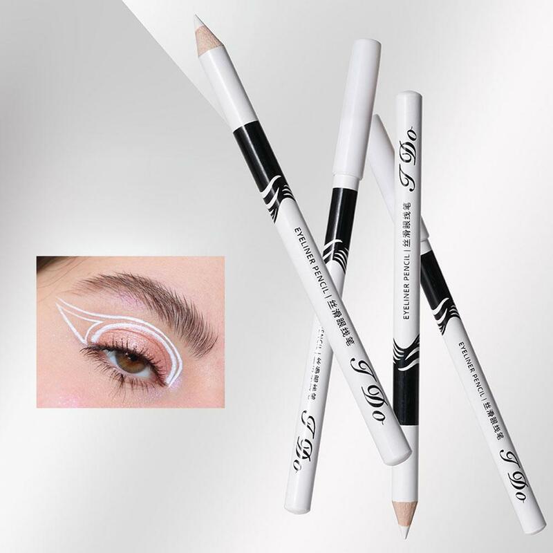 Pensil Eye Liner putih, riasan mata halus tahan lama tahan air pensil mode mudah pencerah mata R3L8