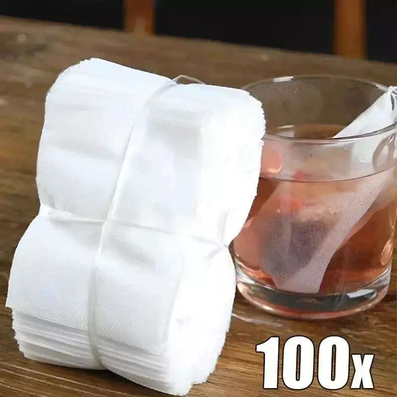 Bolsas de té desechables de tela no tejida, infusor con sello de cuerda, filtro de especias, 100/50 piezas