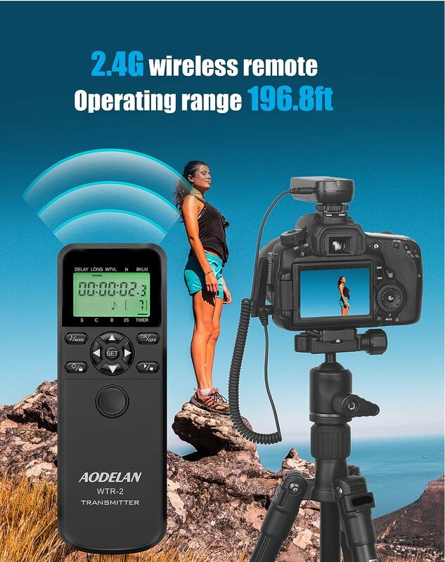 Kamera WTR-2 nirkabel dengan Timer Shutter Release Timelapse Intervalometer pengendali jarak jauh untuk Canon Sony Nikon Bulb Continuous Shootin