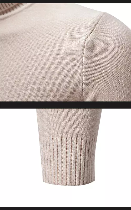 Suéter de punto de cuello alto para hombre, suéteres casuales de manga larga, otoño e invierno, 2023