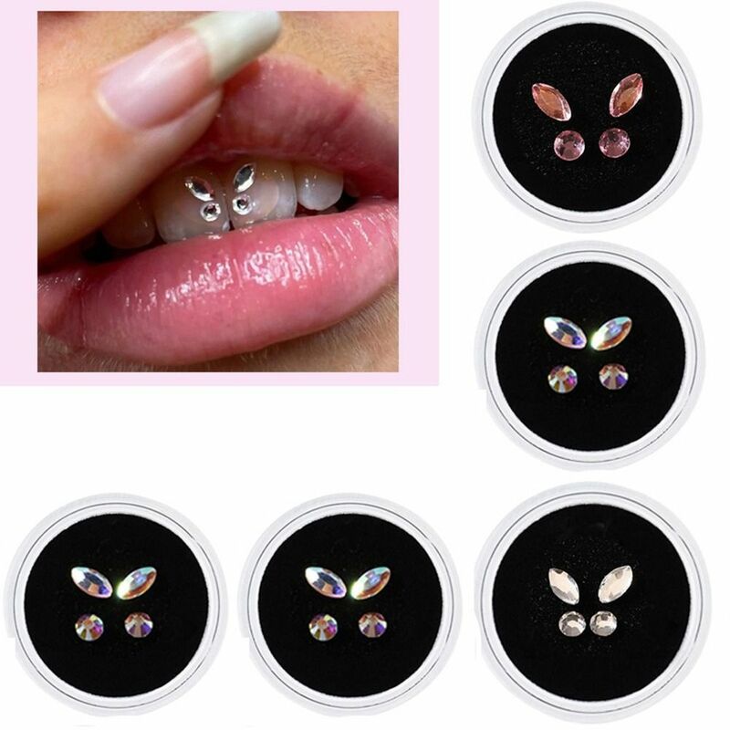 4pcs/box Dental Tooth Gem Crystal Jewelry Acrylic Tooth Beauty Diamond Ornaments Tooth Deco Material Various Shape For Choose