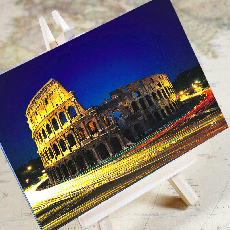 6 Teile/satz Welt Charming Stadt Serie Postkarten Rom Stadt Landschaft HD Fotografie Postkarte Grußkarten