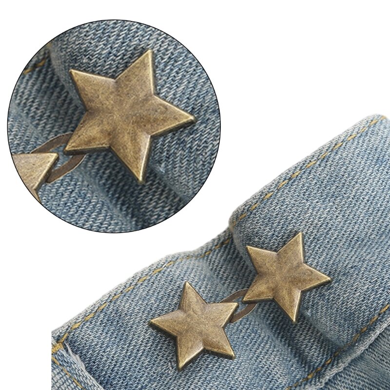 Pino botão cintura apertado estrela, sem costura, botões cintura, alfinetes botão ajustável, fivela cintura,