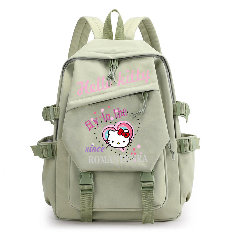 Sanrio Olá Kitty Heat Transfer Patch Impresso Mochila, bonito Cartoon Student Schoolbag, mochila de lona para computador, novo