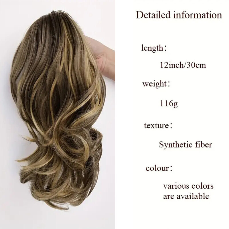 Claw Clip Ponytail Extensions 12 Inch Curly Synthetic Hairpiece Instant Natural Looking Ponytail Hair Extensions For Women