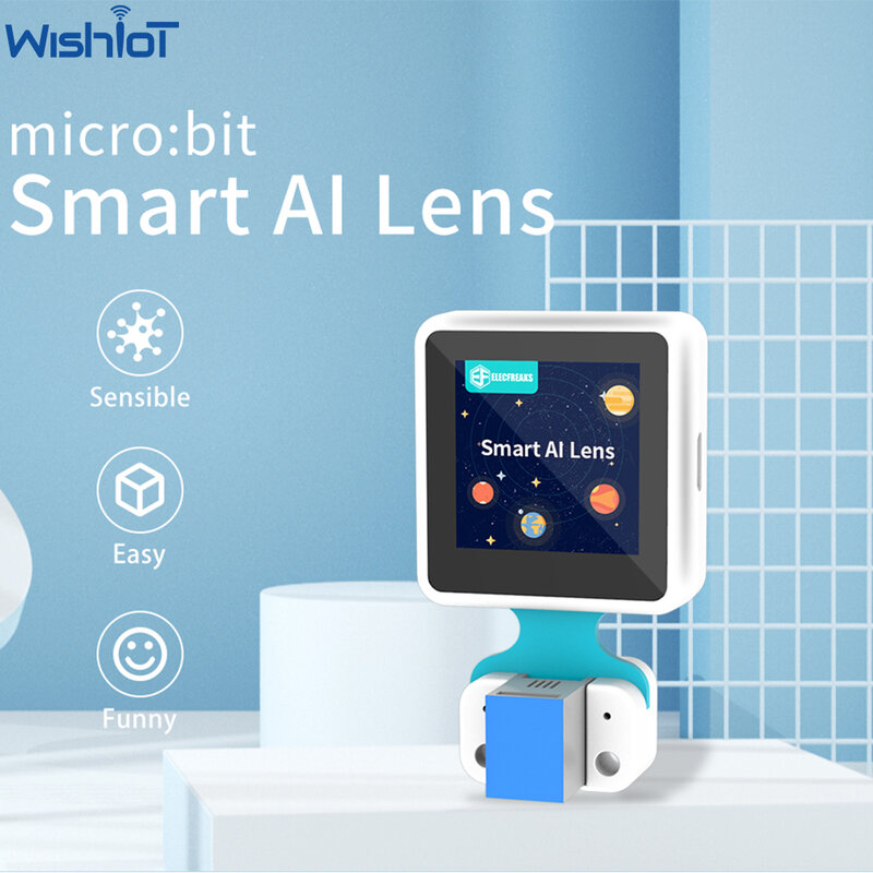 Mikro: bit Smart kit lensa AI warna/identifikasi kartu Wajah/bola/garis pelacakan kompatibel dengan Program blok bangunan legoeds
