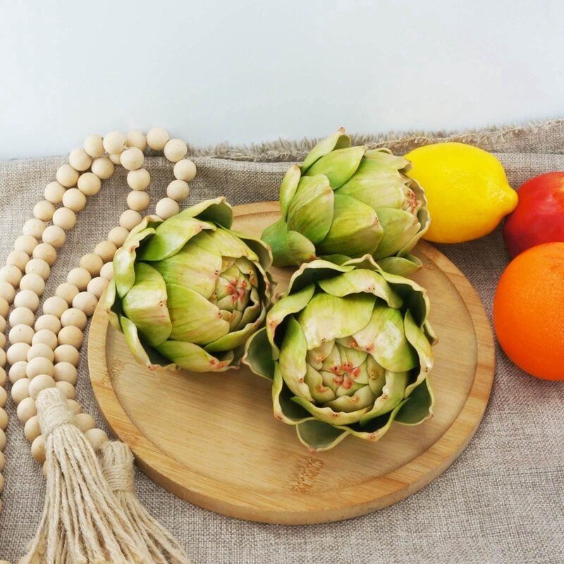녹색 인공 아티초크 과일-과일 및 현실적인 야채, 주방 그릇 및 꽃병 필러 장식