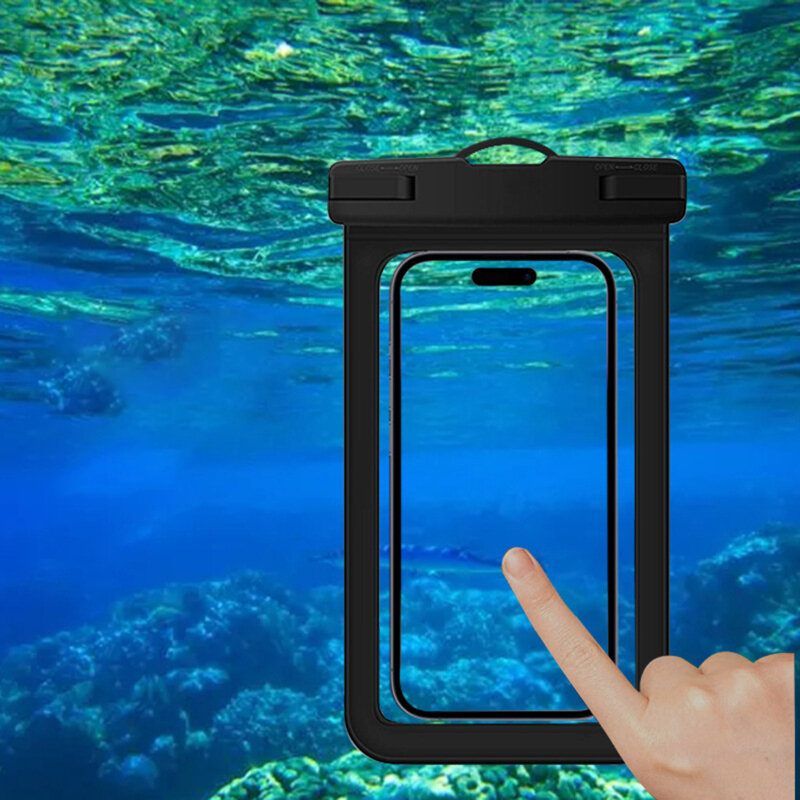 Full View Caso impermeável para telefone, floresta tropical de neve subaquática, saco seco transparente, bolsa de natação, grandes capas para celular