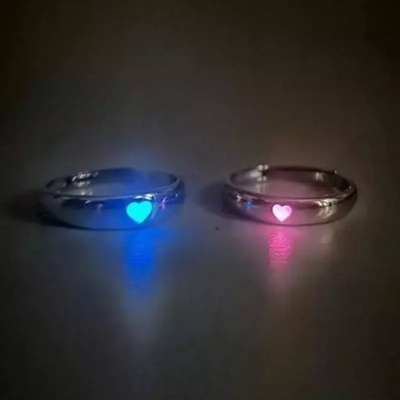 1/2pcs leuchtende Paar Ring Liebe Herz leuchtenden Ring leuchten in dunklen verstellbaren Fingerringen Valentinstag Schmuck Geschenk liebhaber