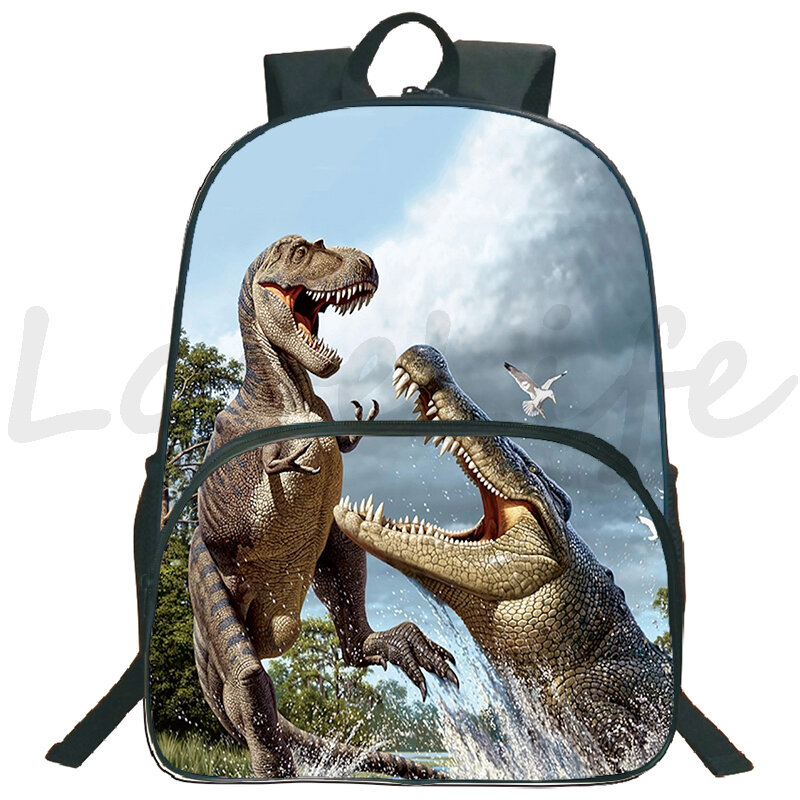 Mochila escolar de dinosaurio para niño y niña, bolsa de hombro de dibujos animados, 16 pulgadas