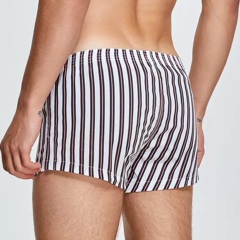 Men Casual Striped Aro Pants Seamless Breathable Sleep Bottoms Underpants Loungewear Boxer Shorts Trunks Sleep Shorts Underwear