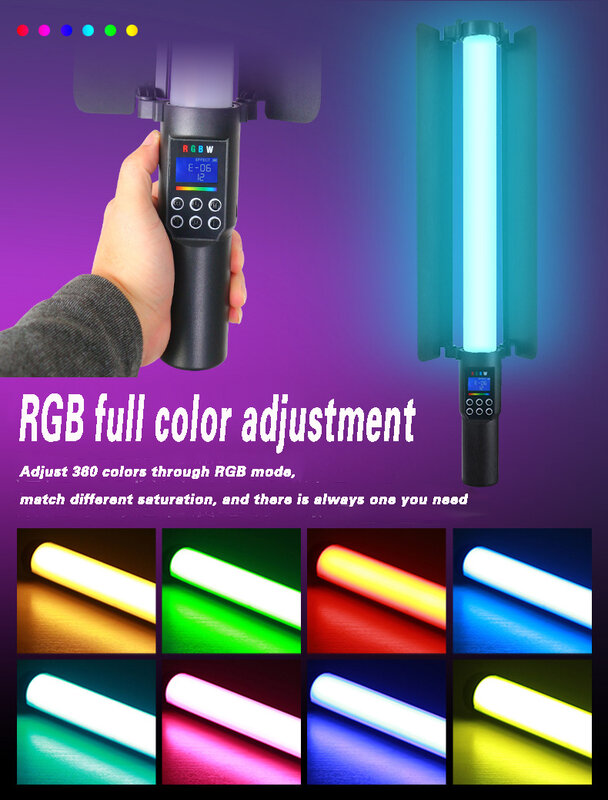 LED fill light outdoor portable photography stick light RGB Handheld Fill light stick DJ disco atmosphere light