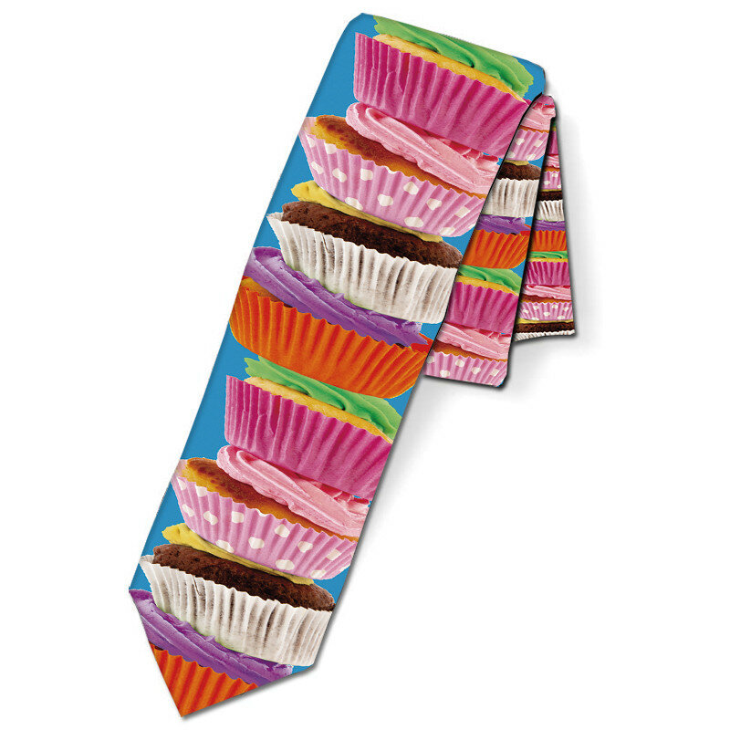 Moda cibo stampa cravatta da uomo tempo interessante dessert 8 cm cravatta da uomo festa accessori da sposa cravatta da lavoro