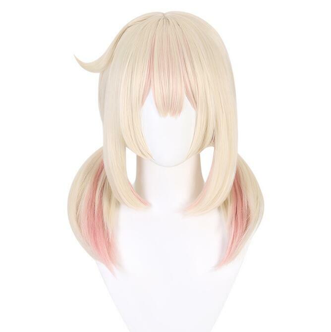 Klee Wig Cosplay kulit baru wig sintetis serat permainan Genshin Impact Cosplay Wig susu kuning bubuk campuran oranye rambut pendek