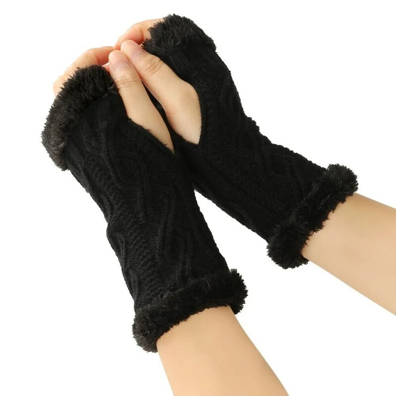 Thickening Fleece Thickened Gloves Warm Soft and Skin Friendly Winter Warm Fur Gloves Plush Knitted Fingerless Plush Sleeves