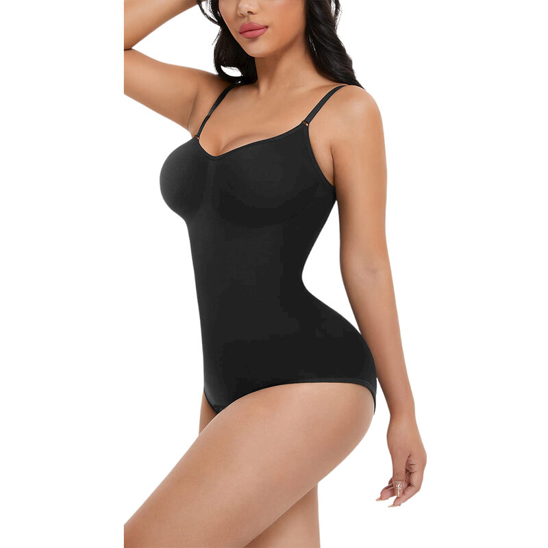 Women's Solid V-Neck Full Body Shaper Shapewear Seamless Firm Tummy Control Slimming Bodysuit Clothing 2023-2024