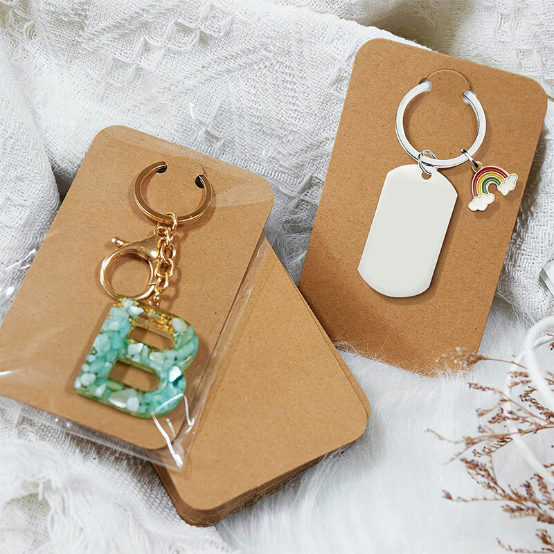 50pcs 7.5x12cm Keychain Packing Cards Kraft Paper Cards for diy Jewelry Keychain Display Cardboard Keyrings Retail Price Tags
