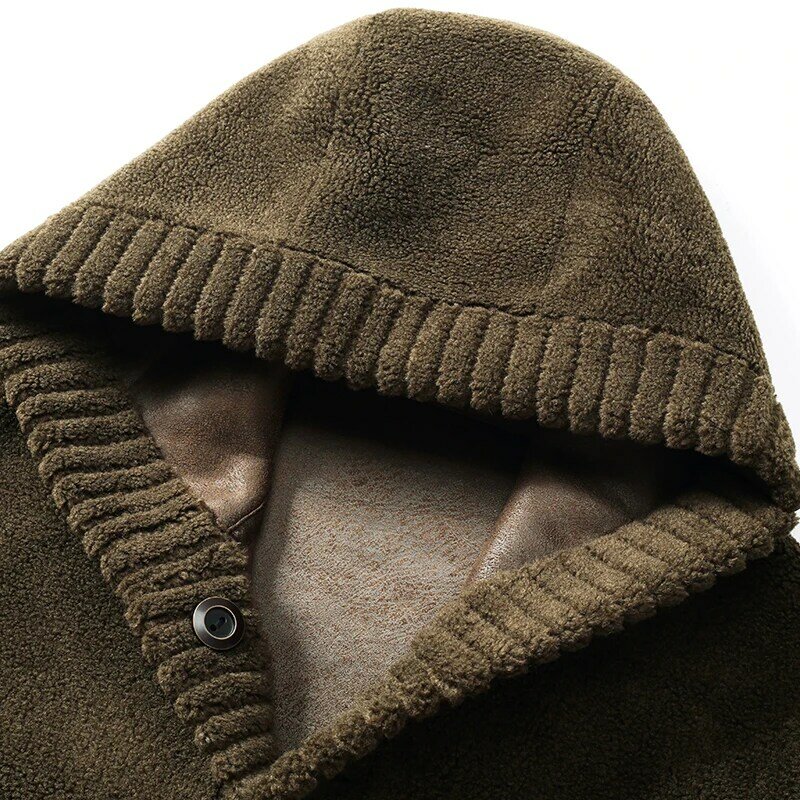 Veste Double face en laine véritable pour homme, manteaux chauds à capuche, couleur unie, nouvelle collection automne hiver 2022, U36