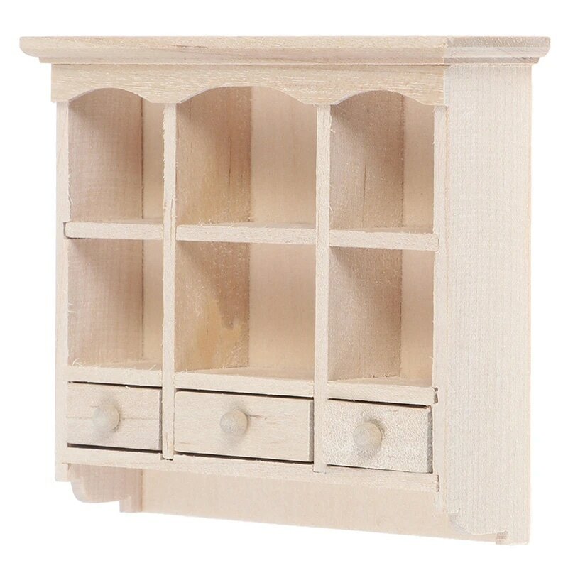 1Pc 1/12 Scale Wood Miniature Closet Hanging Cabinet Shelf Model Dollhouse Furniture Decor