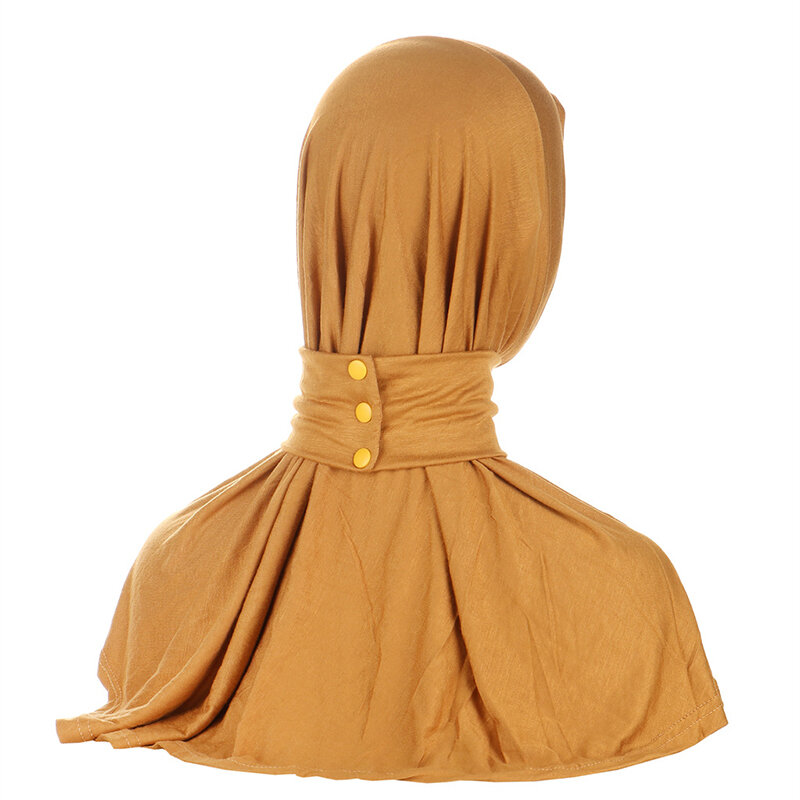 Hijab islámico con botón para Mujer, Turbante con bufanda interior, Turbante musulmán, Modal, nuevo