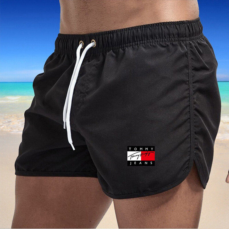 Shorts de praia de luxo masculino, shorts de corrida esportiva fitness, novo, verão