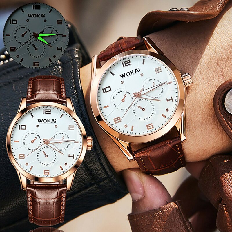 2022 Top Brand Luxury Watches Mens Casual Leather Quartz Watch Men's Business Clock Male Sport Relogio Masculino Gift Watch