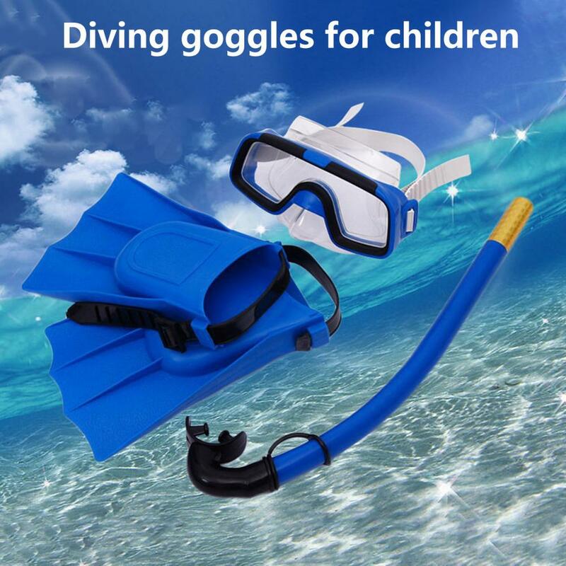 1 conjunto de óculos de mergulho respiração segura à prova dwide água crianças visão larga natação snorkel barbatanas mergulho subaquático