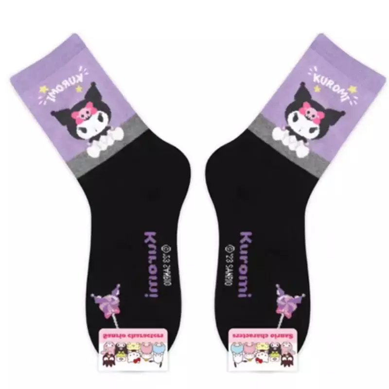 Милые носки Sanrio Kuromi, студенческие носки, детские хлопковые спортивные носки в стиле коричного цвета, My Melody, плюшевые Y2K, Hello Kitty, вещи для девочек