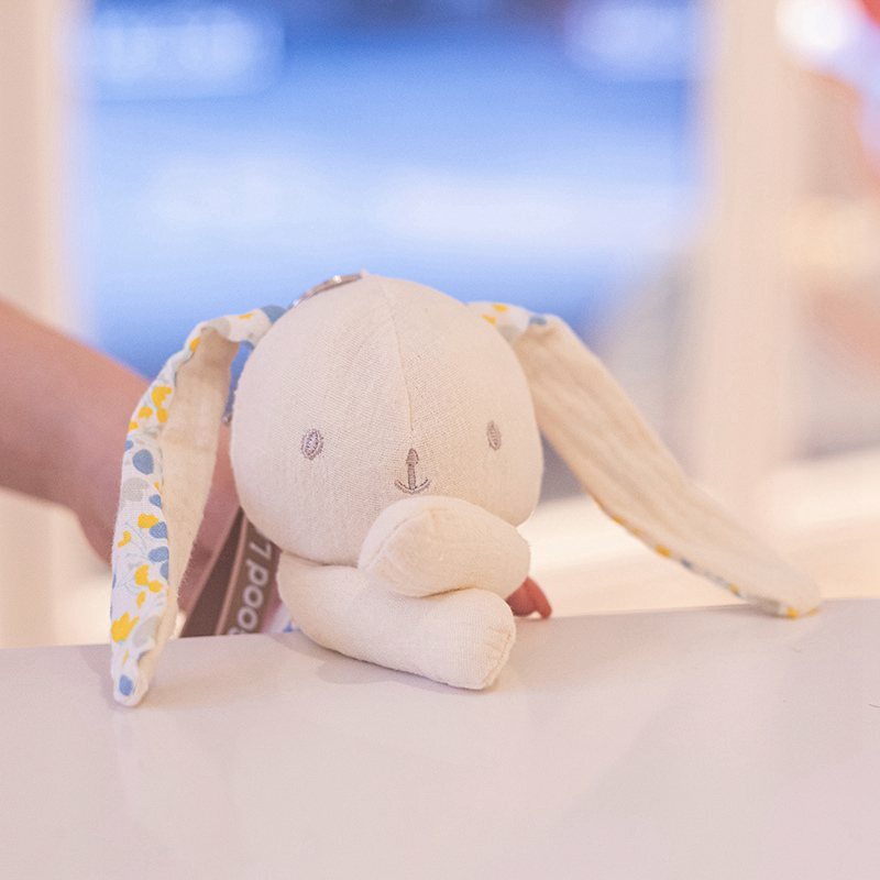 Floral Cloth Long Ears Rabbit Bunny Dolls Keychain Bag Pendants Plush Key Ring Lovers Friends Birthday Gift Jewelry Accessories
