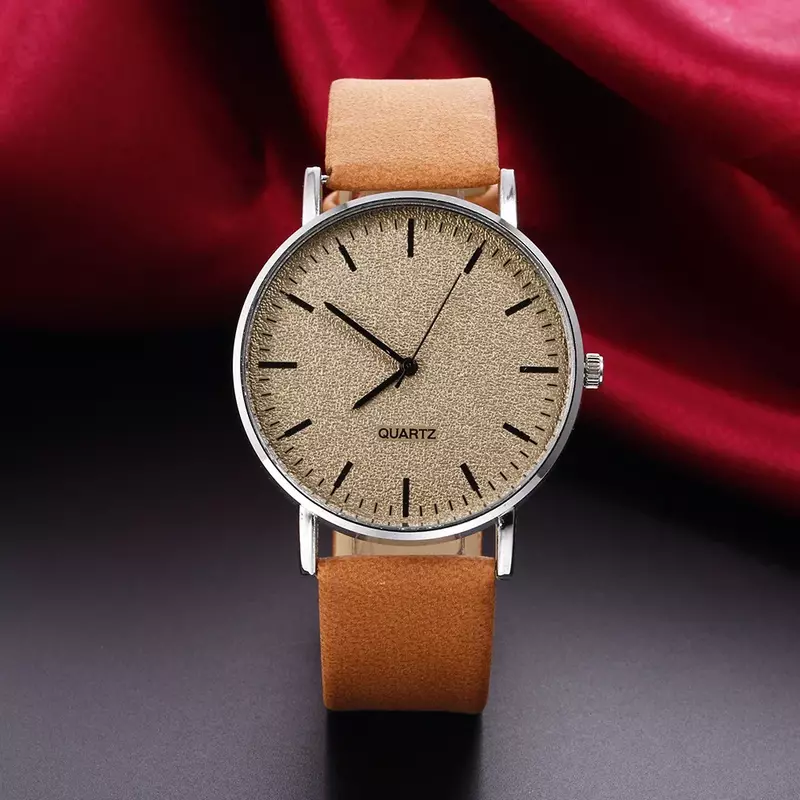 女性用レザークォーツ腕時計,シンプルなスタイルの腕時計
