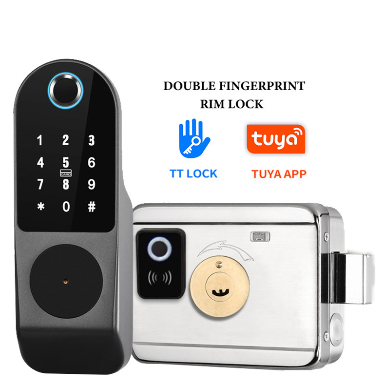 Цилиндрическая Блокировка корпуса приложения Tuya или TT, двухсторонняя разблокировка, Сенсорный режим, Блокировка клавиш, цифровой главный сканер отпечатков пальцев