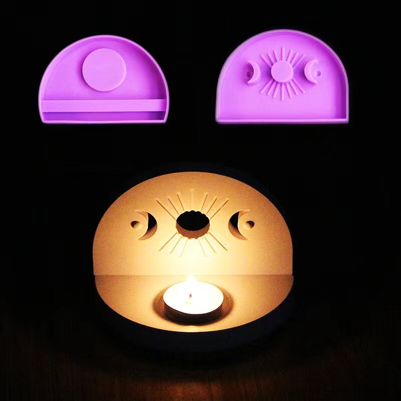 Sun Moon Candle Holder Silicone Mold DIY Cement Gypsum Clay Pouring Resin Ornament Mold Home Decoration Crafts Making