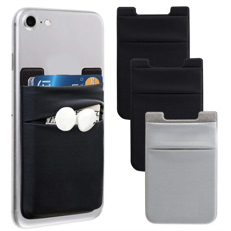 Tarjetero de tela elástica para hombre y mujer, funda para teléfono móvil, billetera para tarjeta de identificación de crédito, bolsillo adhesivo
