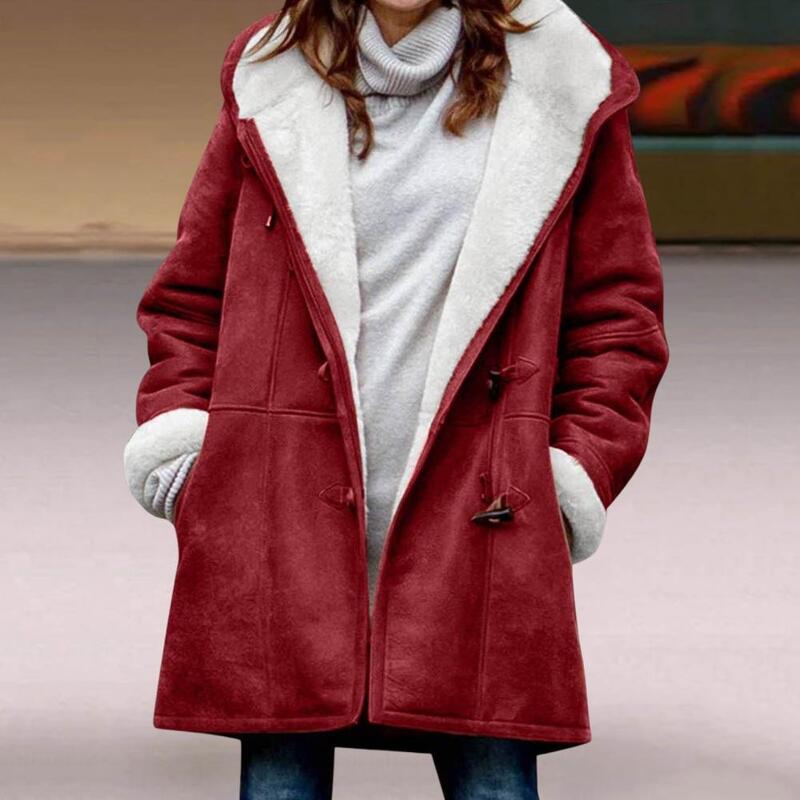 Abrigo de invierno para mujer, abrigo con capucha a prueba de viento, bolsillos dobles