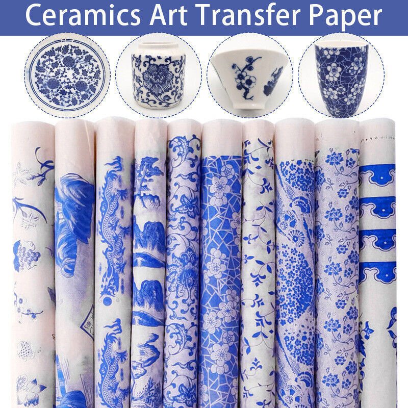 4pc Ceramic Clay Art Transfer Paper Paintings Transfer Paper Pottery Decal Transfer Paper Sublimation Ink Sheet Office Supplies