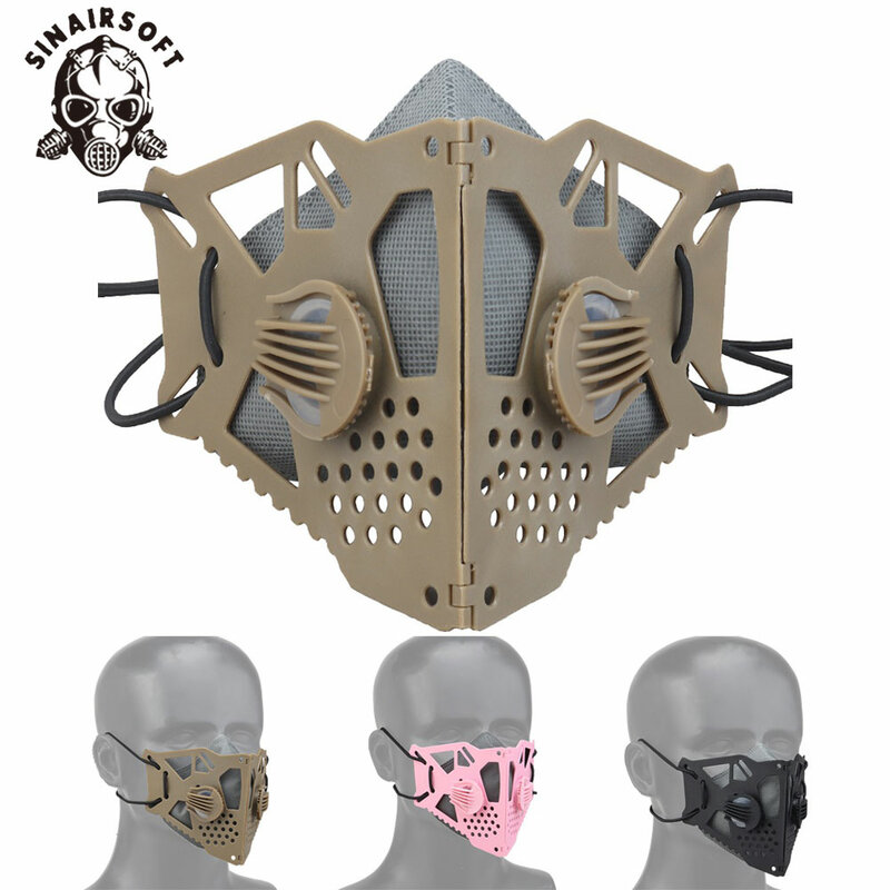 Tactical Cyberpunk Face Mask Replaceable Half-mask Filter Adjustable Strap Halloween Cosplay Butterfly Mask Airsoft Paintball