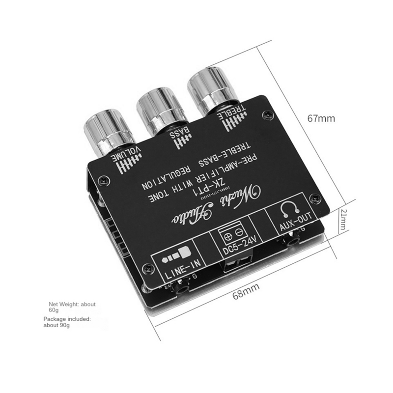 Módulo de placa decodificadora inalámbrica Bluetooth 5,0, estéreo de 2 canales, bajo ruido, alto y bajo módulo frontal, placa decodificadora de Audio