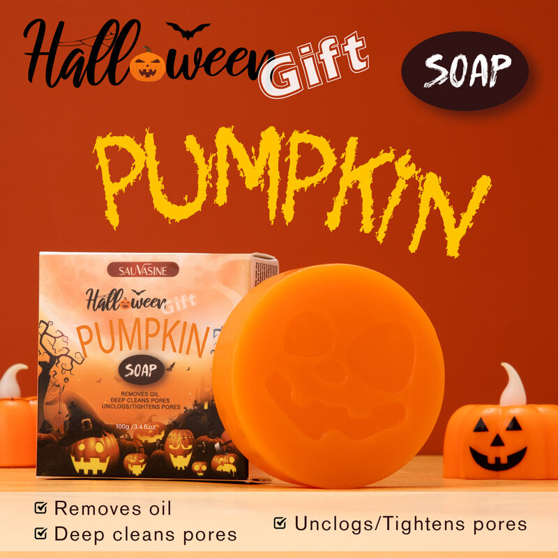Halloween Pumpkin Essence Hand Soap Halloween Gift Citrulline Kojic Acid Whitening Brightening Skin Remove Pimples Dark Spot